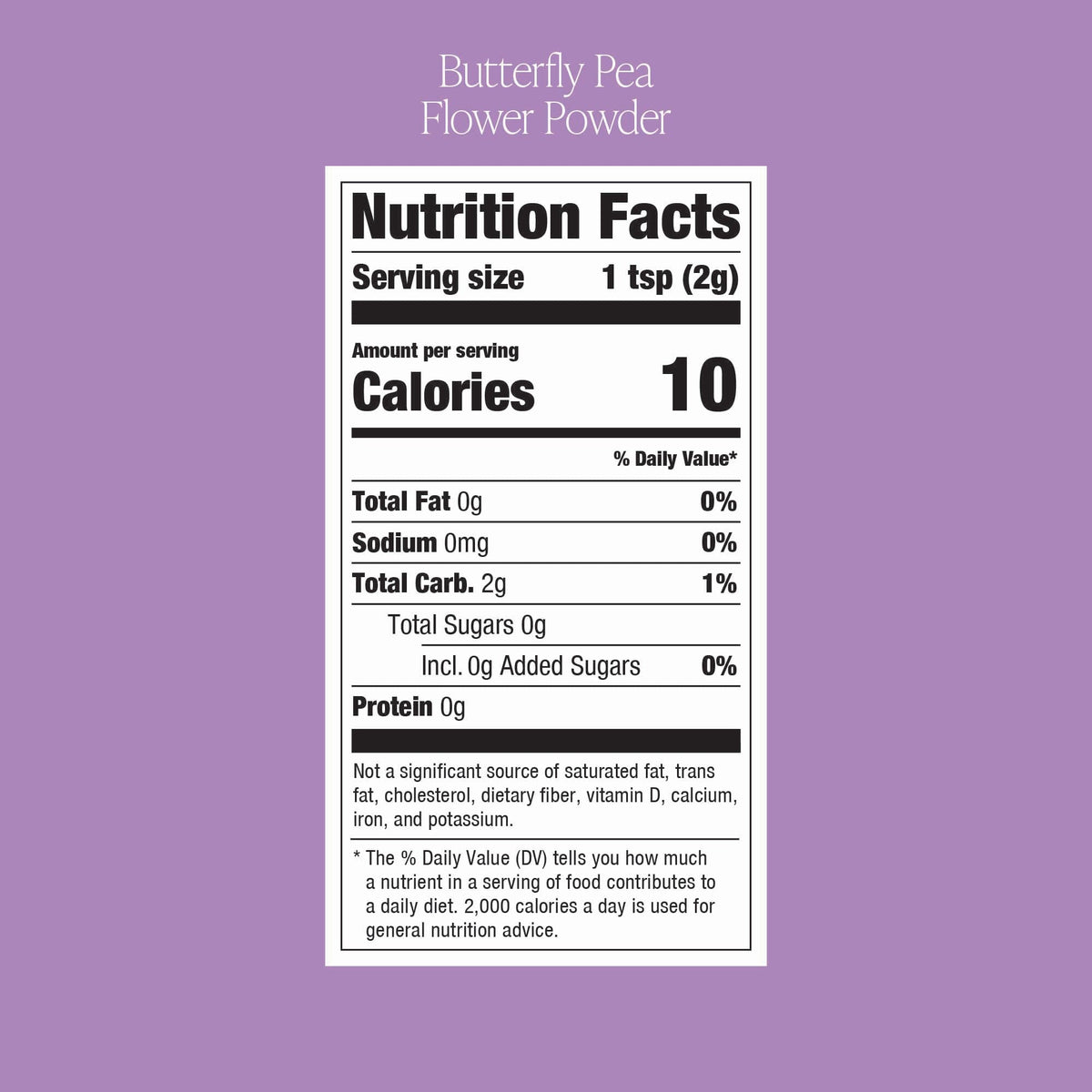 Butterfly Pea Limeade Powder - A label for Rishi Tea & Botanicals tea powder on a purple background.