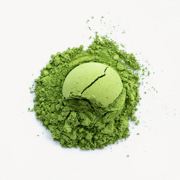 A bowl of umami-rich Matcha Hekisui by Rishi Tea & Botanicals on a white background.